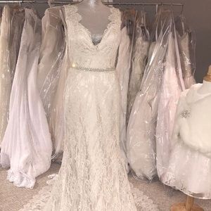 Champagne lace wedding gown